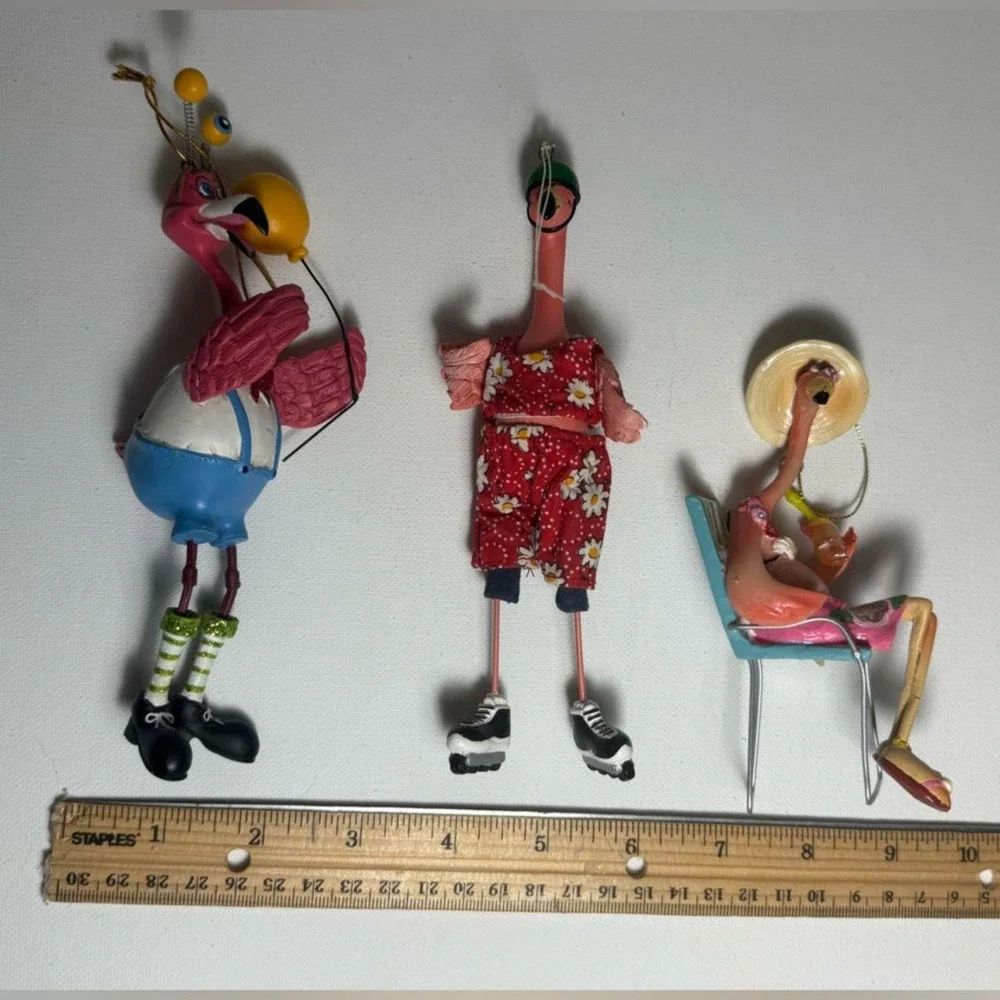 Flamingo Ornament Lot of 3 Seasons of Cannon Falls Ornaments EUC Whimsical Beach
